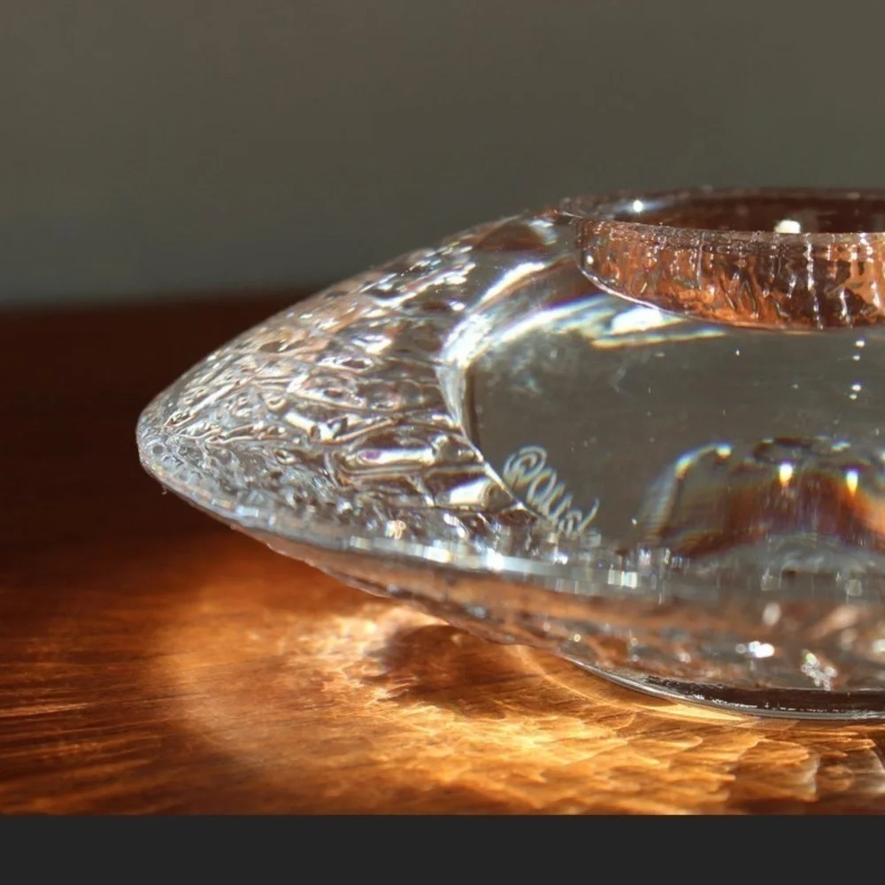 Orrefors Discus Votive Candle Holder Vintage Modernist Signed